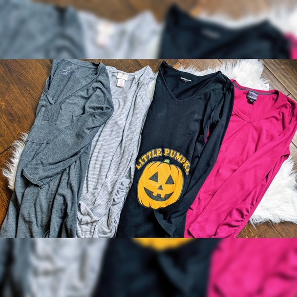 Motherhood Maternity Tops - Maternity Shirt Bundle - Long Sleeve - Medium